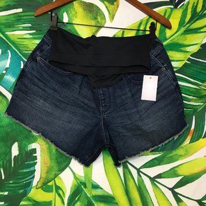 NWT $40  A:glow Maternity 18 Comfy Blue Dark Wash Denim Jean Casual Summer Short